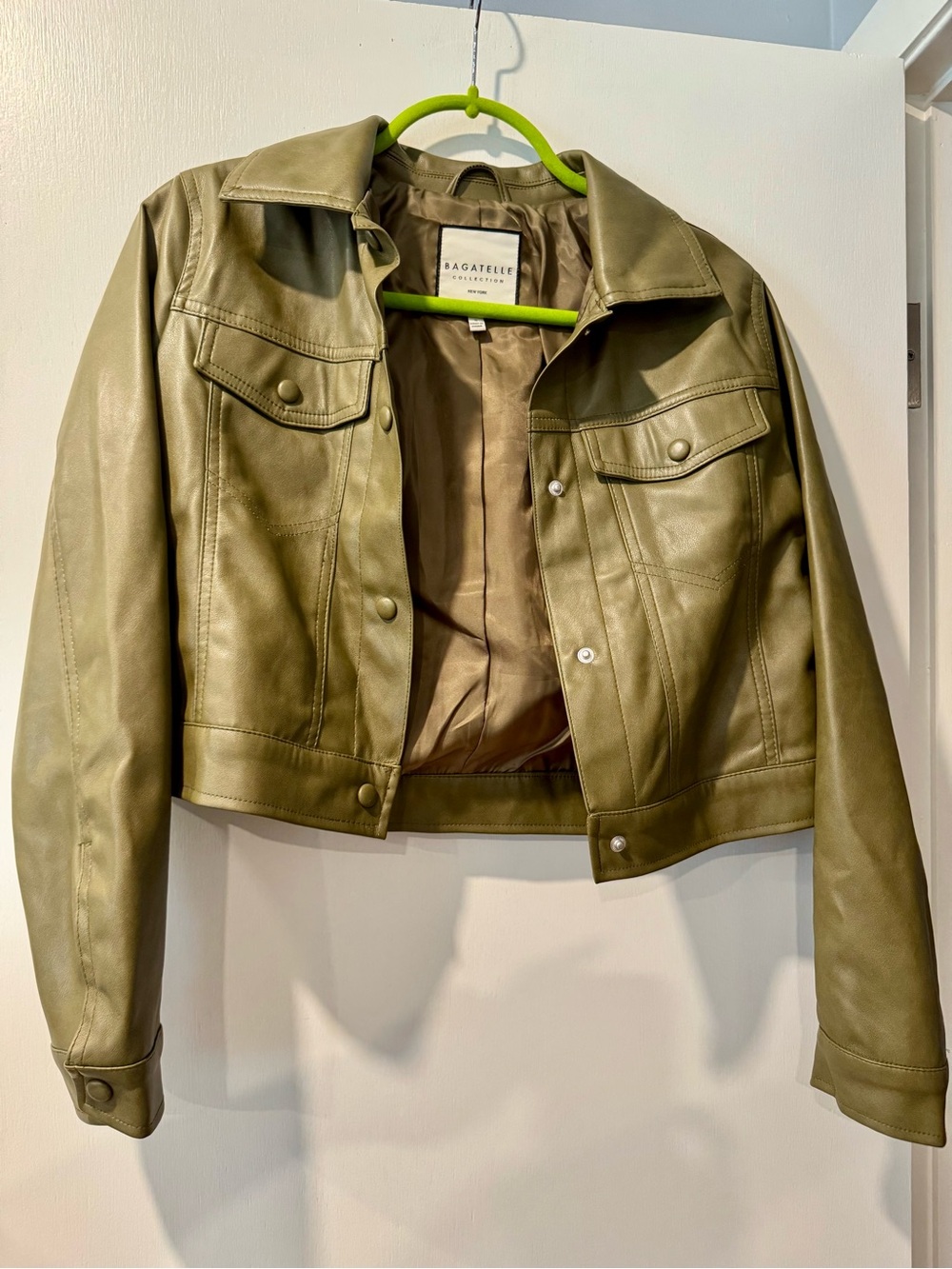 Faux leather crop jacket